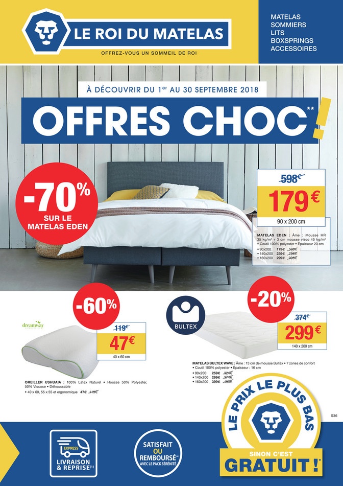 Folder Le roi du matelas du 01/09/2018 au 30/09/2018 - Promotions du mois