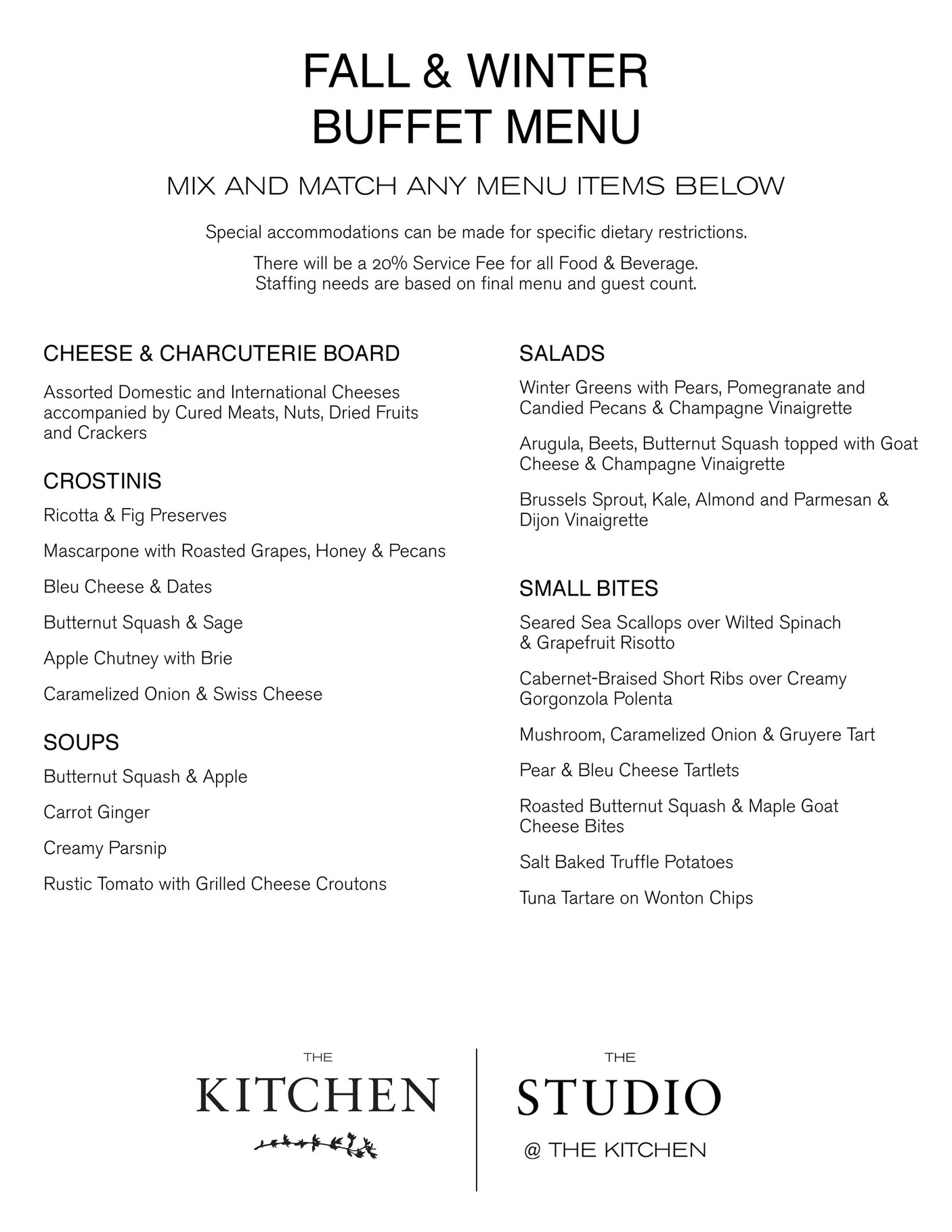 The Kitchen - Fall/Winter Catered Menu - Page 1