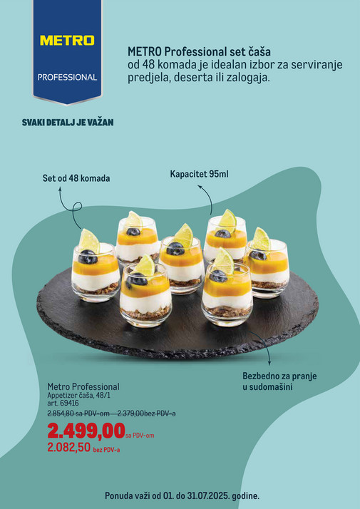 Set čaša za serviranje predjela