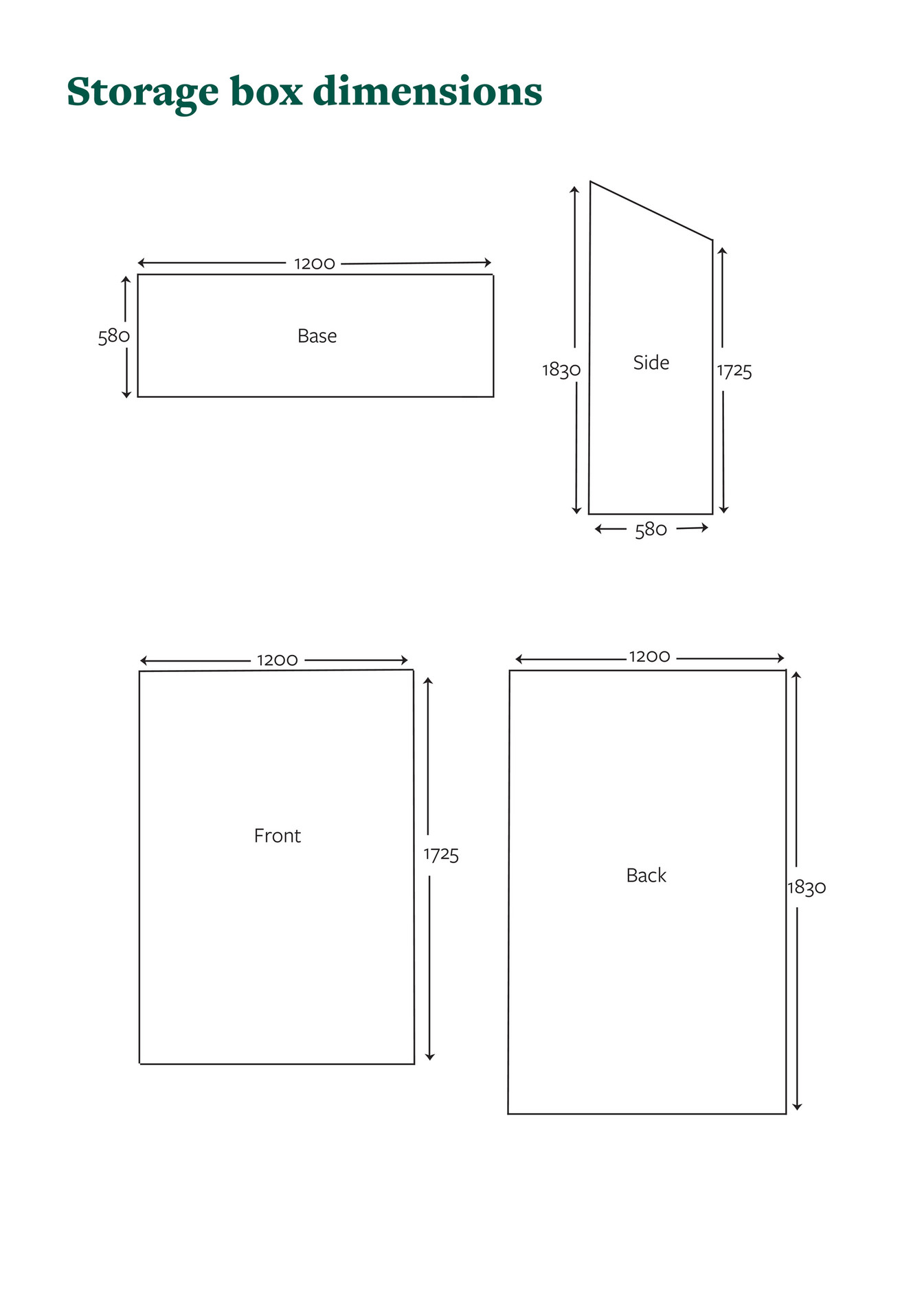 RHS Storage box dimensions Page 1