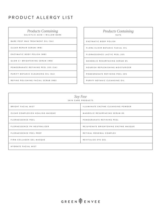 Green Envee Organics Product Allergy List Page Created With Publitas Com