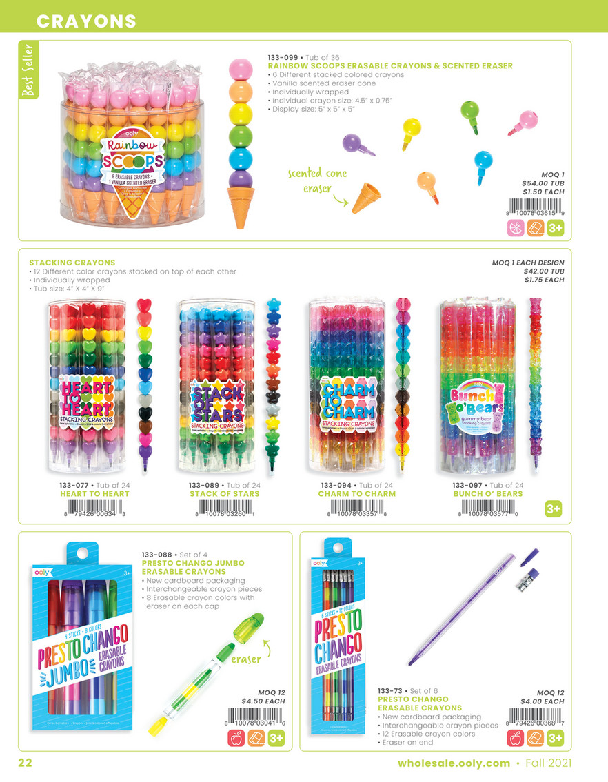 Ooly Presto Chango Jumbo Erasable Crayons