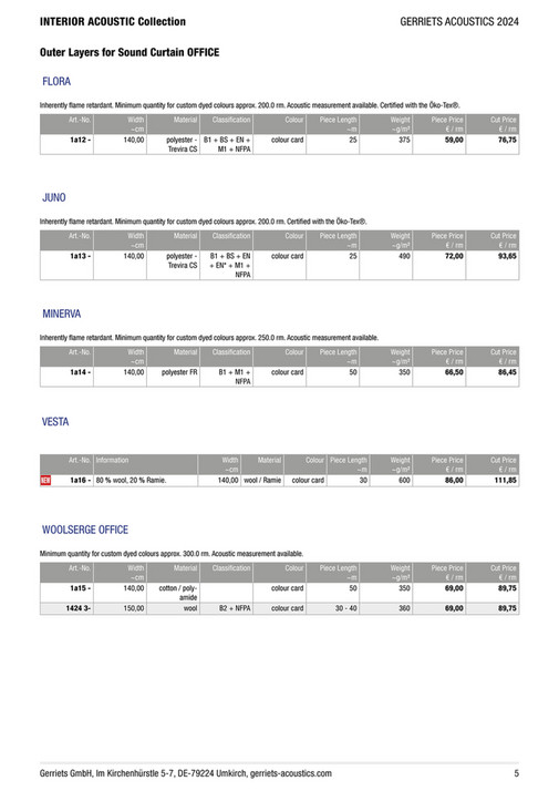 Gerriets GmbH Price List 2024 ACOUSTIC EN Page 4 5