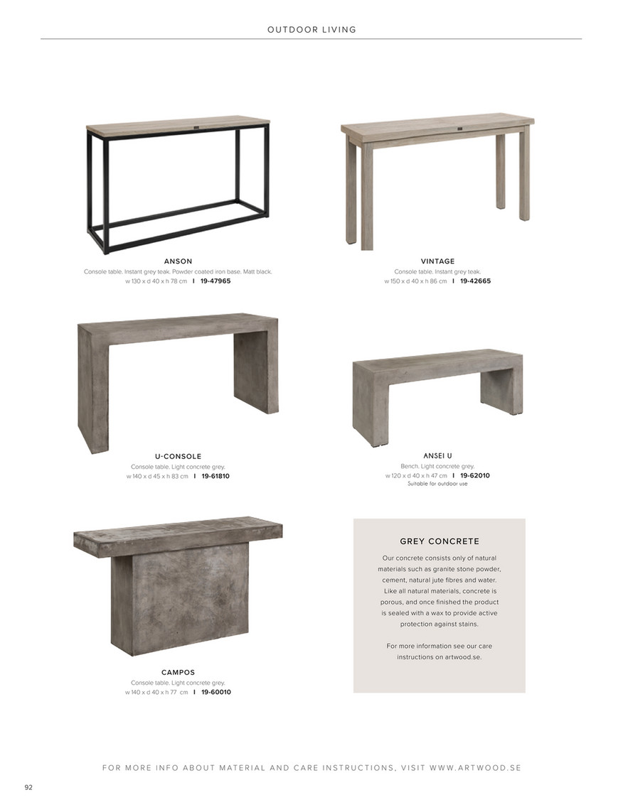 outdoor console table on Artwood Artwood Outdoor 2020 Page 92 93