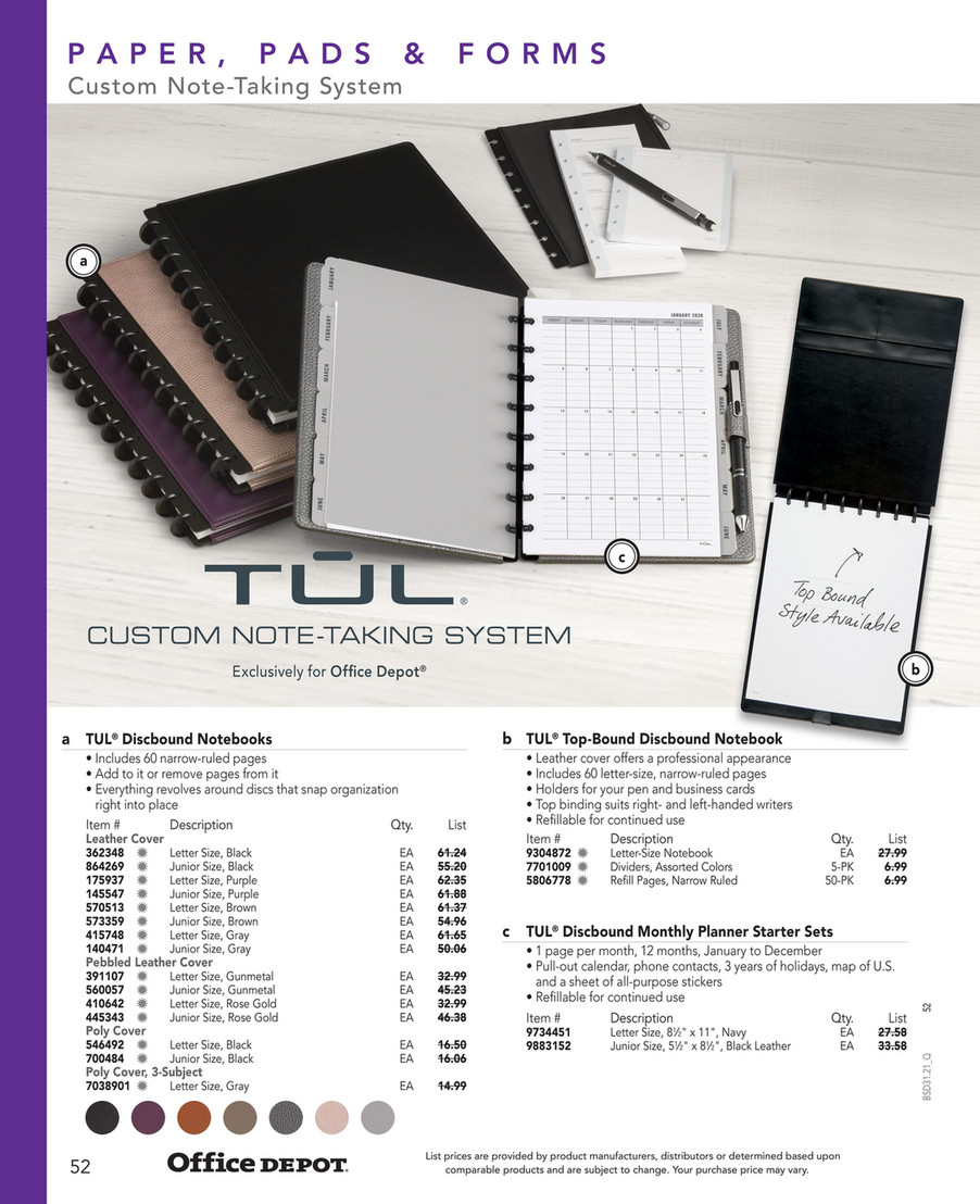 TUL Custom Note-Taking System Discbound Starter Kit, 8 1/2 x 11