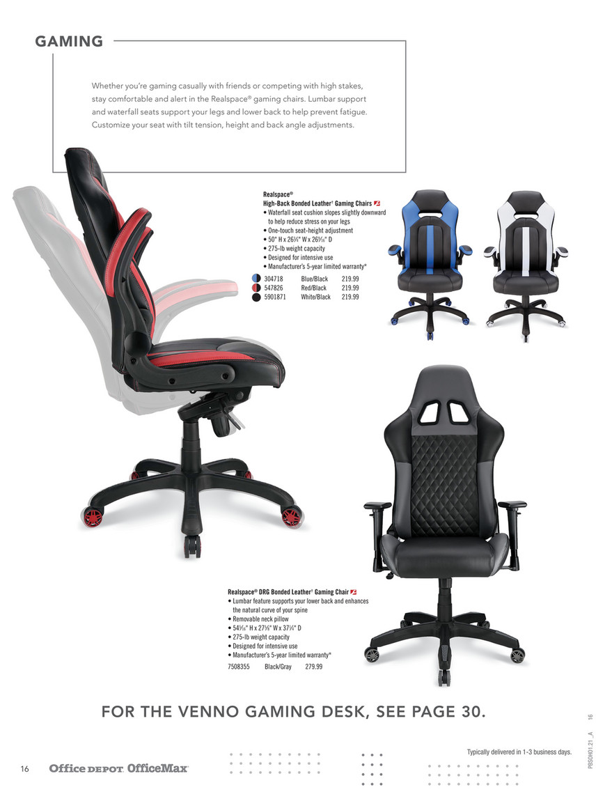 office depot realspace high-back gaming chair