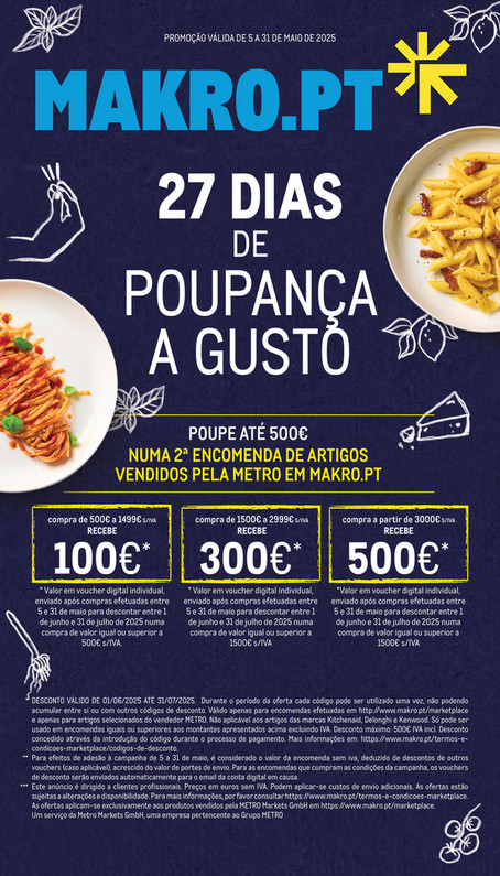 Vouchers até 500€ | Durante o mês de maio, exclusivo em makro.pt
