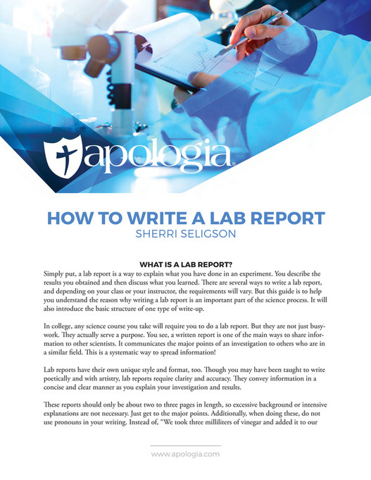 Explain Lab Report Apologia - How to Write a Lab Report - Page 2-3