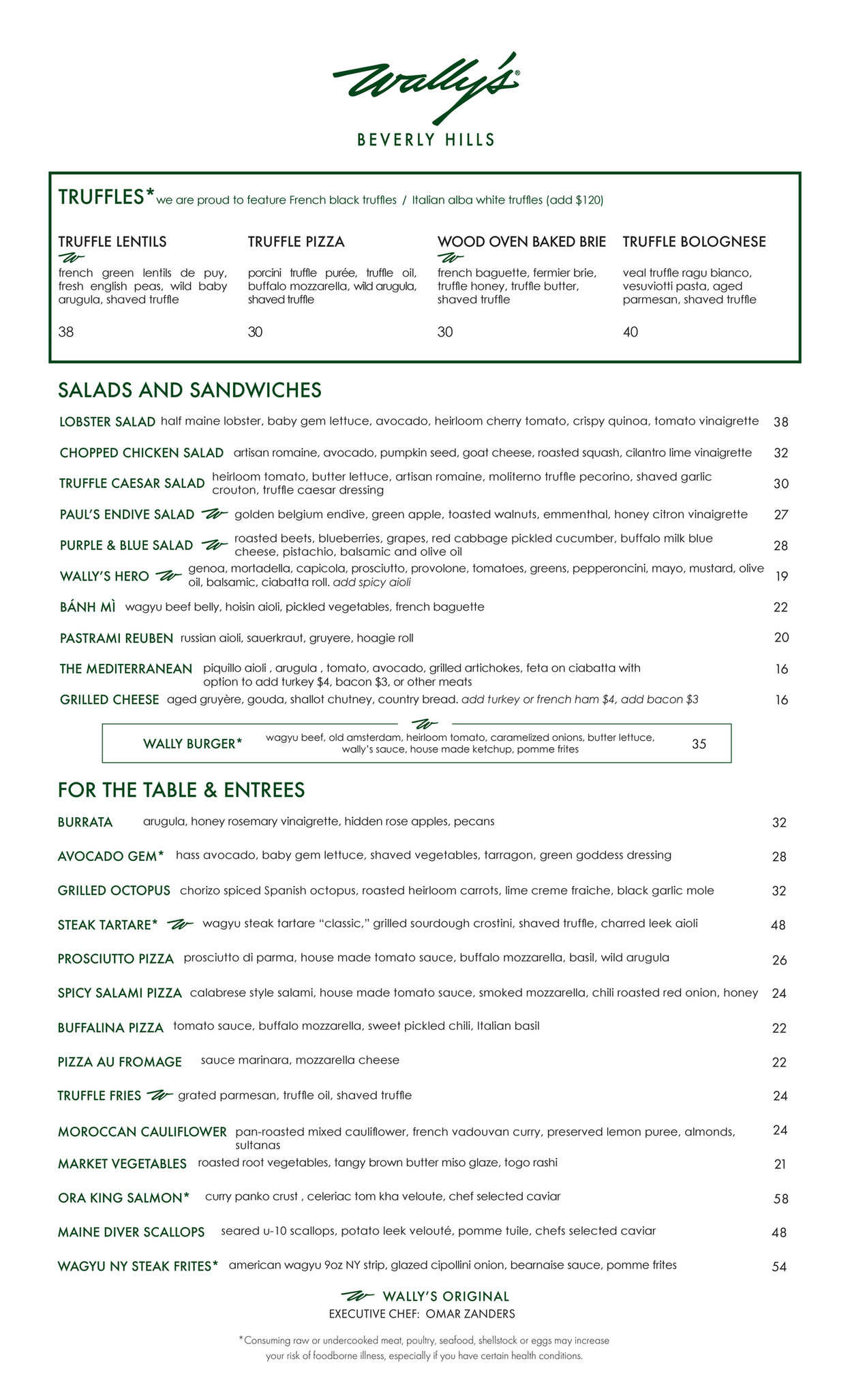 Wally's Wine And Spirits - Wally's Beverly Hills Lunch Menu - Page 1