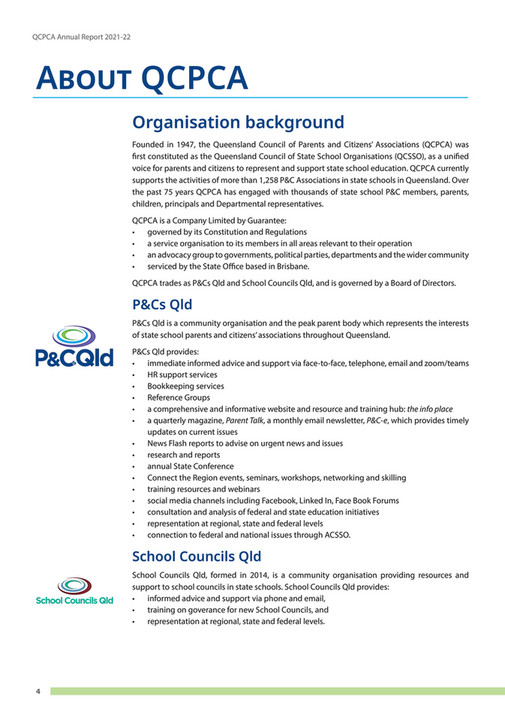P&Cs Qld - 2022 Annual Report final - Page 4-5 - Created with Publitas.com