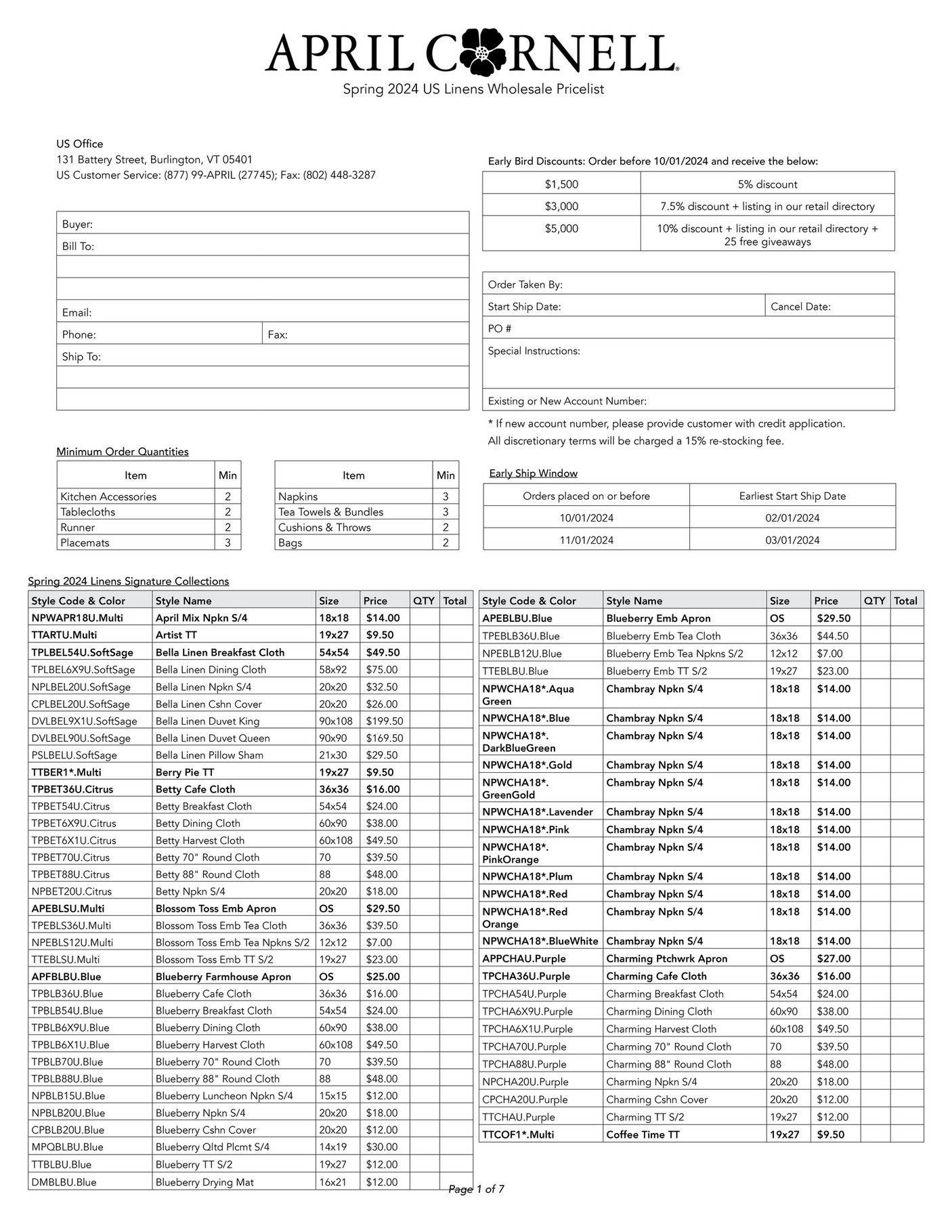 April Cornell - S24 US Linens WS Pricelist - Page 1