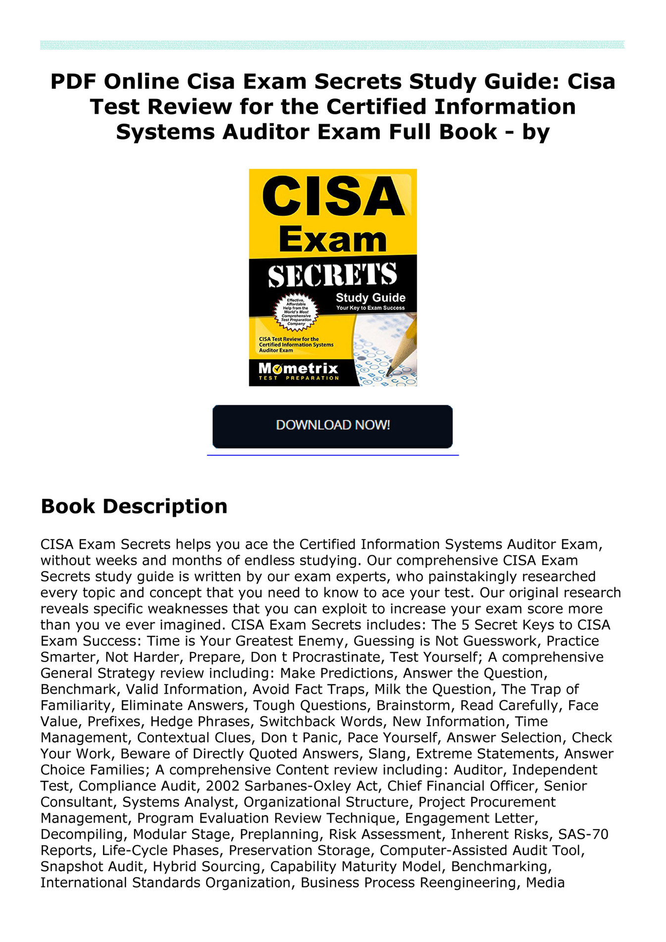 CISA EXAM SECRETS STUDY GUIDE PDF