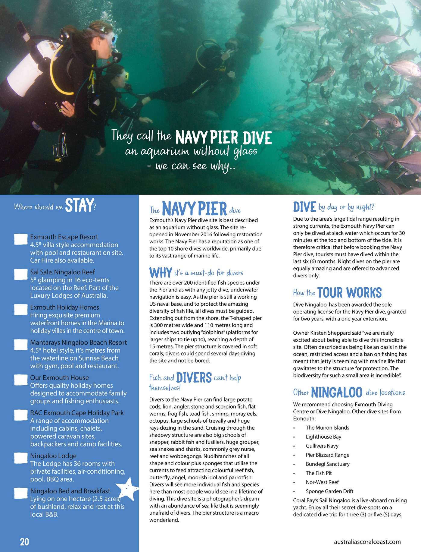 Australia's Coral Coast Fact Sheet Diving Exmouth's Navy Pier Page 1