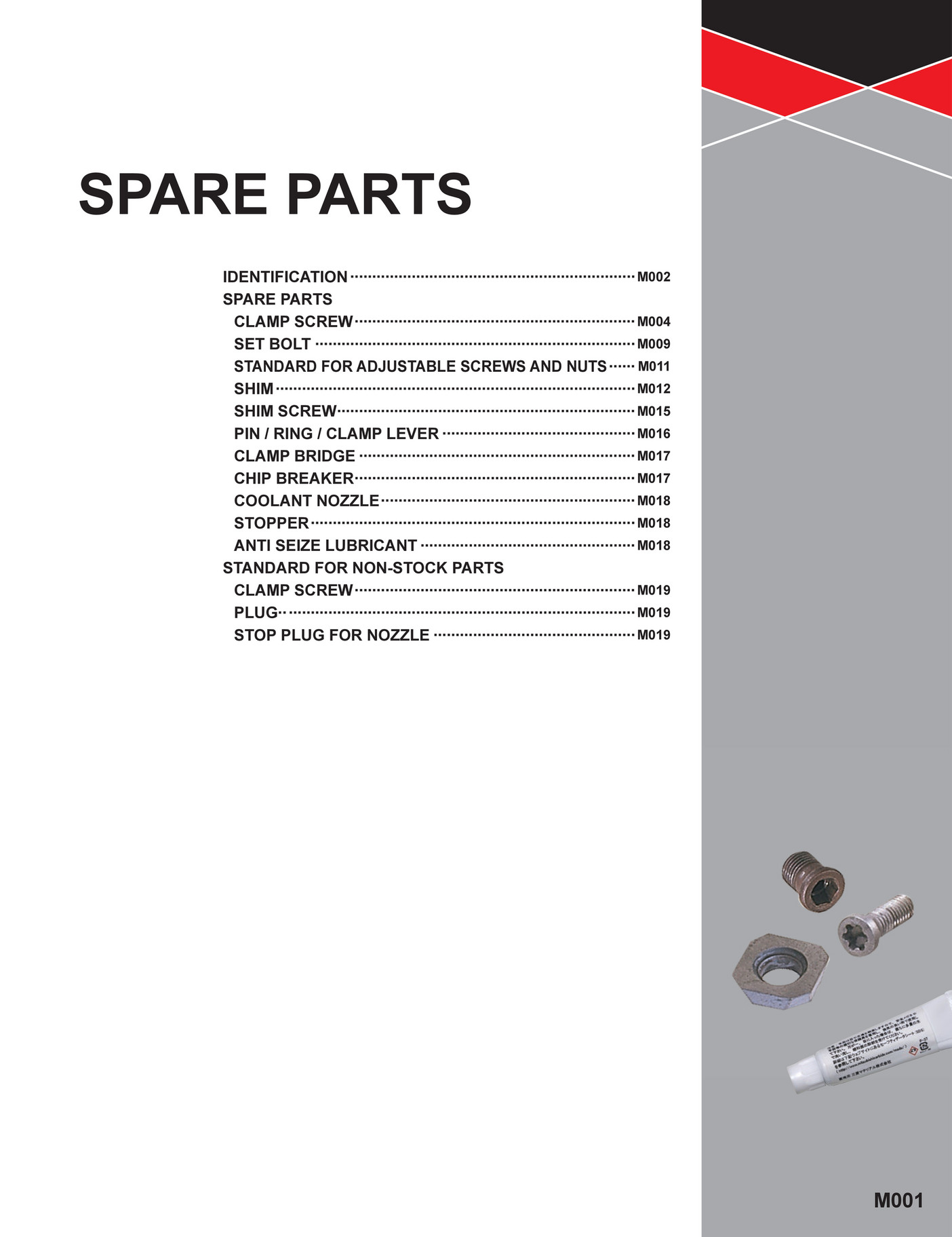 Mitsubishi Materials Catalog Spare Parts M Page 1