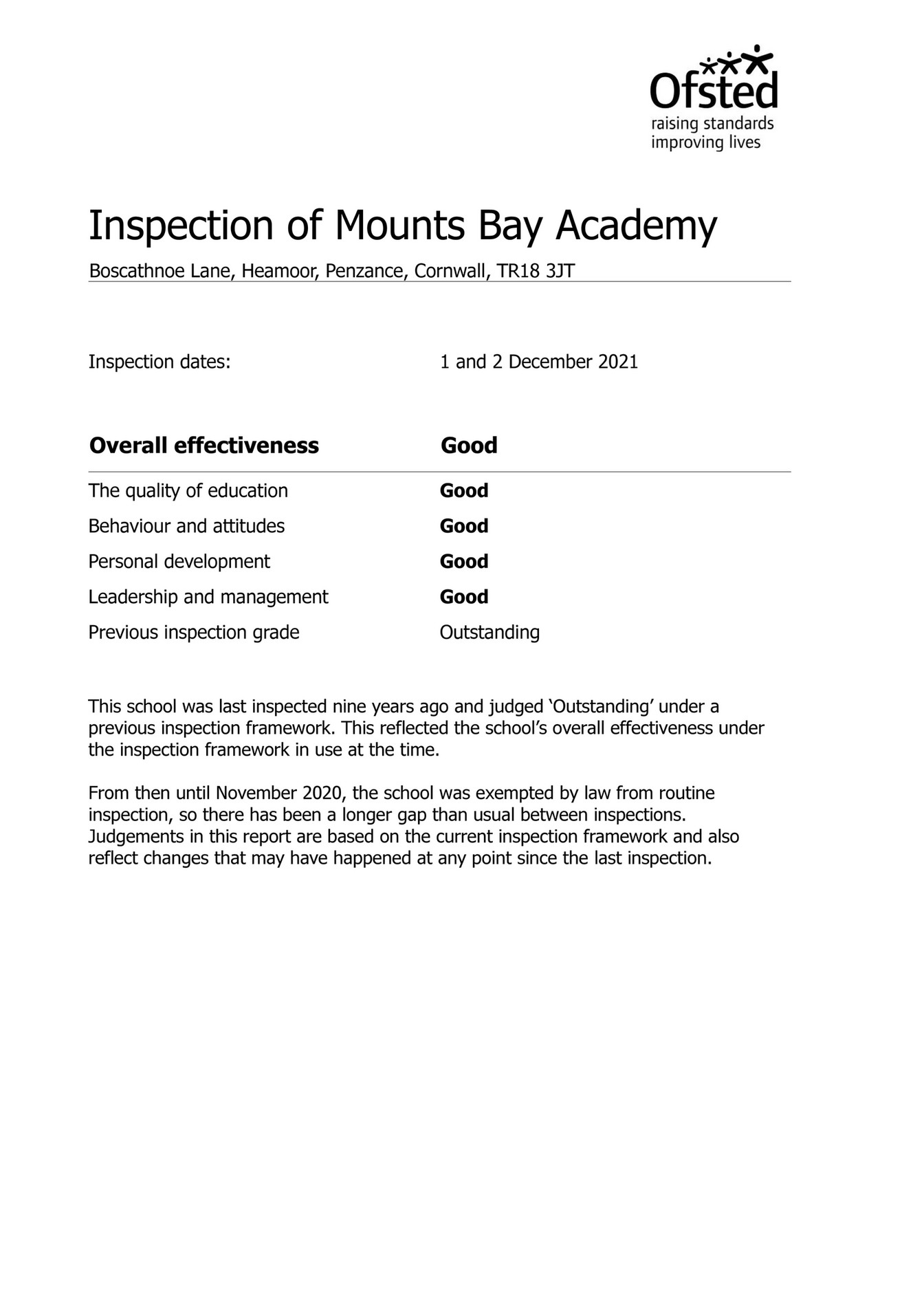 Mounts Bay Academy Mounts Bay Academy Ofsted Report December 2021 Page 23