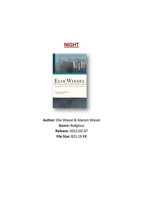Night by elie wiesel pdf download