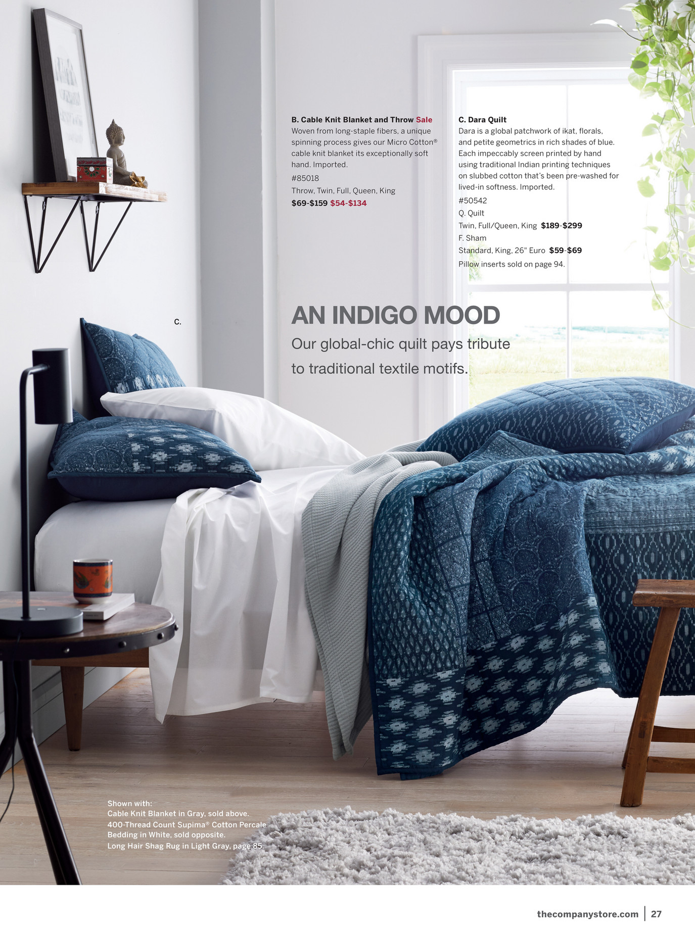 The Company Store Spring Preview 2020 Cable Knit Micro Cotton Blanket Midnight Blue