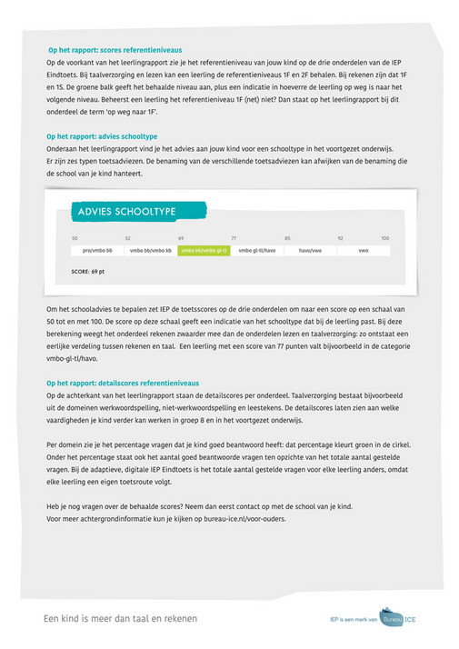 Bureau ICE Leeswijzer IEP Eindtoets Voor Ouders Verzorgers Pagina