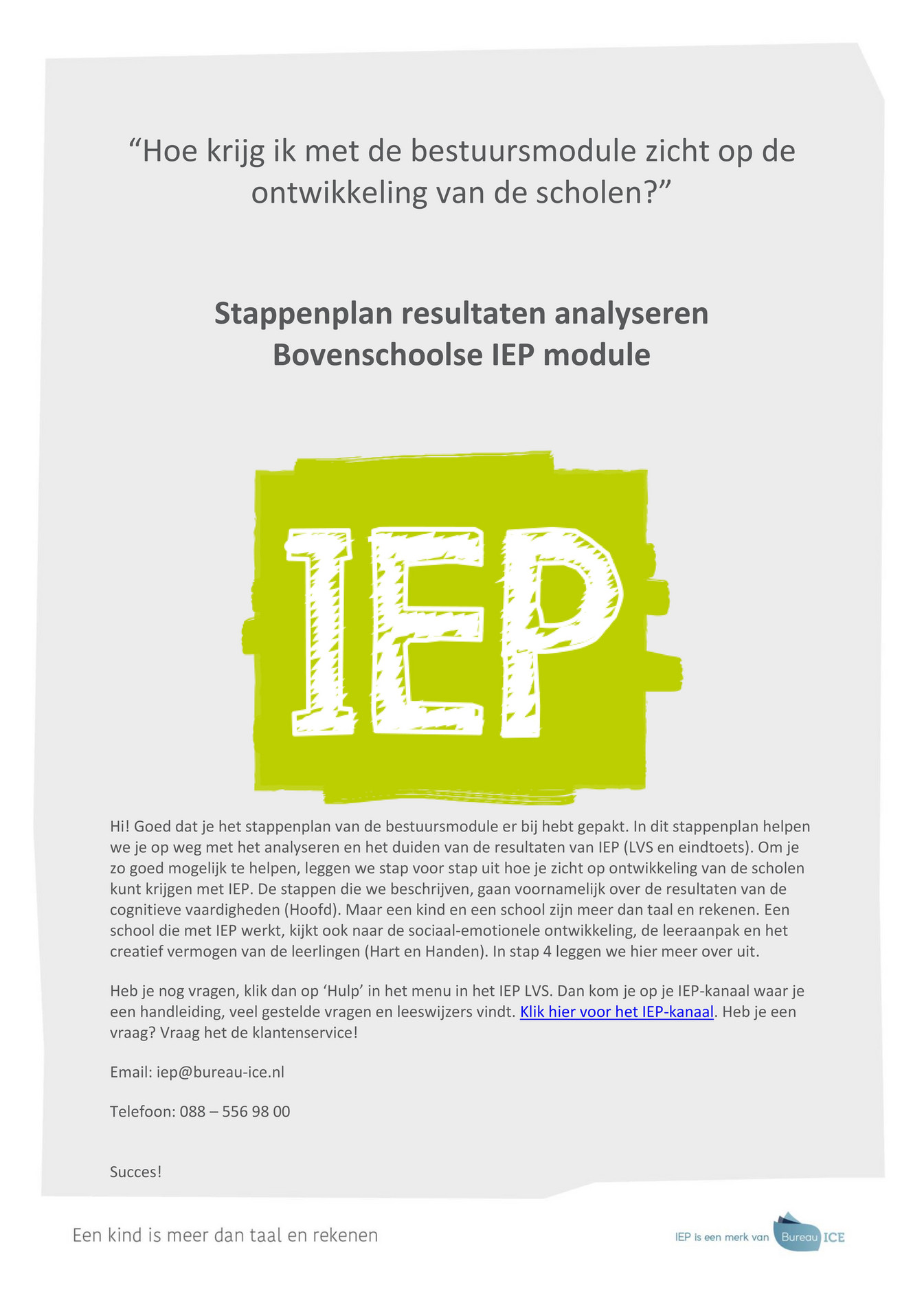 Bureau ICE IEP Stappenplan resultaten analyseren Bovenschoolse IEP