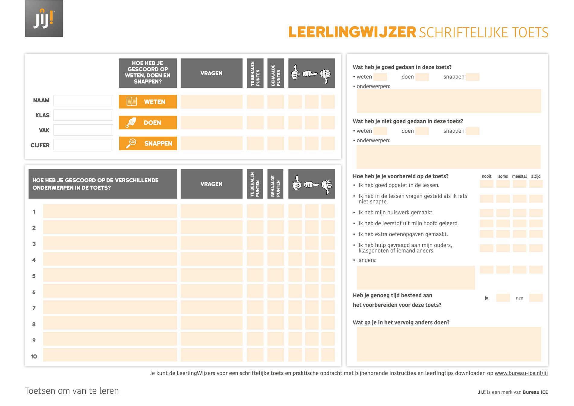 Leerlingwijzer Invulwijzer Schriftelijke Toets (Voortgezet Onderwijs ...