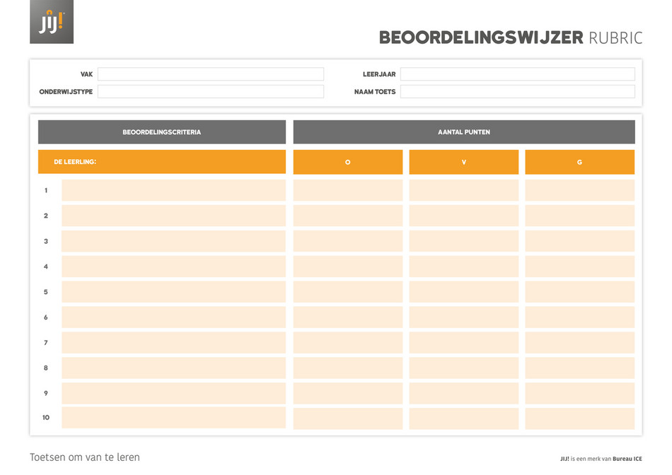 Beoordelingswijzer Rubric Invulbaar (Voortgezet Onderwijs) - Bureau ICE ...