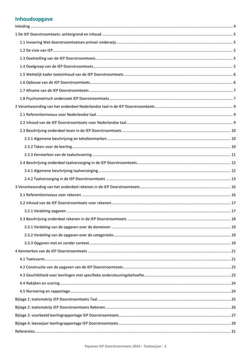 Toetswijzer IEP Doorstroomtoets Papier 2024 Primair Onderwijs