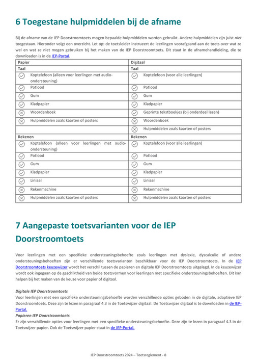 Toetsreglement IEP Doorstroomtoets Primair Onderwijs Bureau ICE Pagina