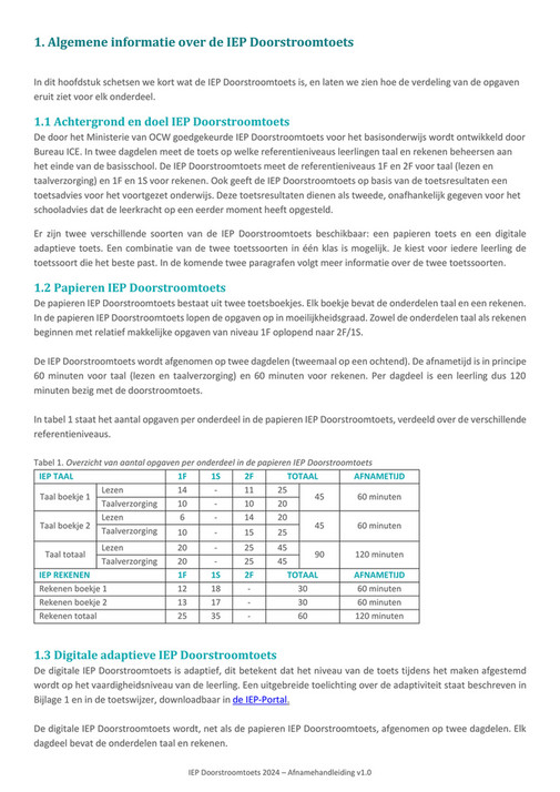 Afnamehandleiding Iep Doorstroomtoets Primair Onderwijs Bureau Ice Pagina