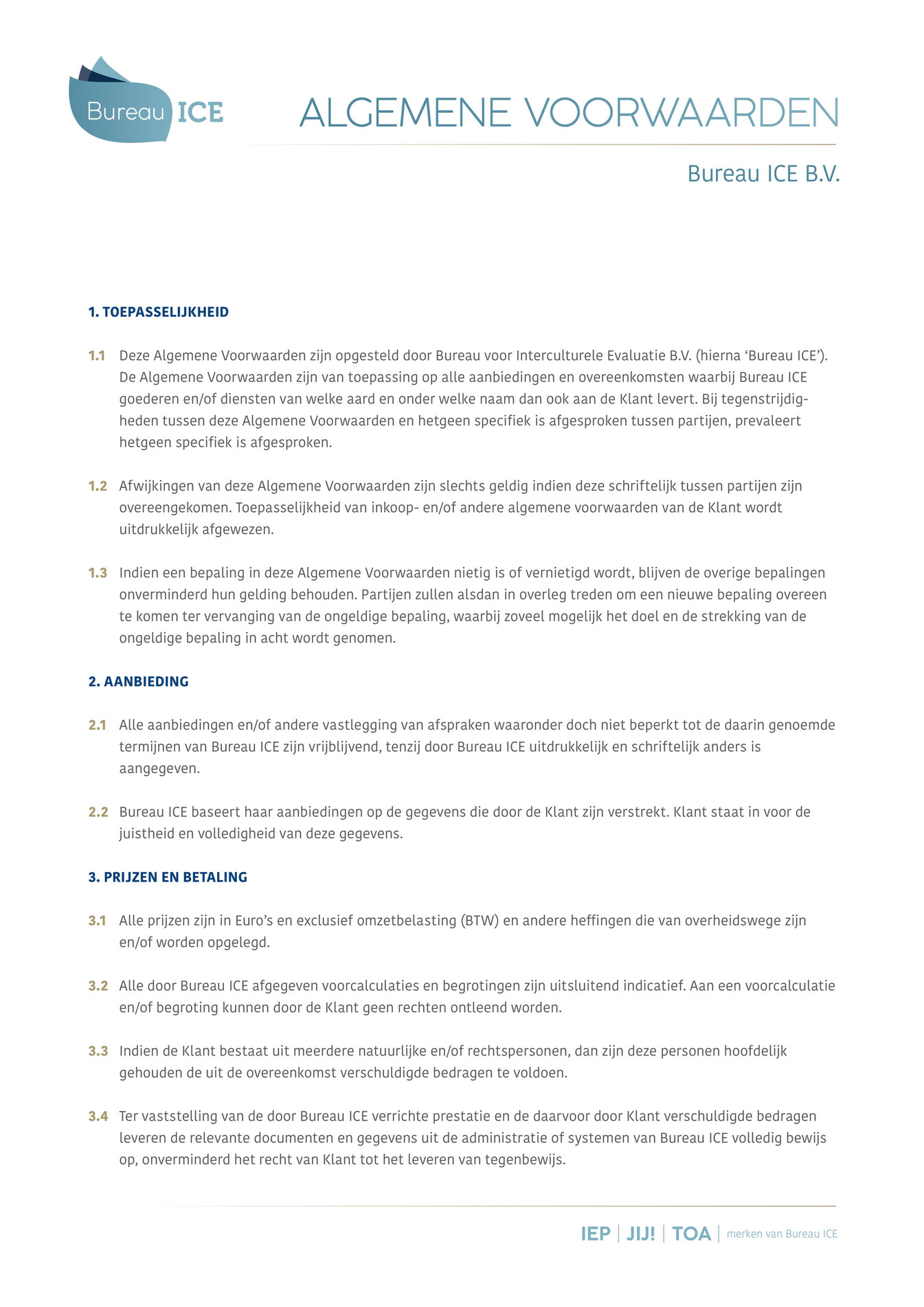 Algemene Voorwaarden Bureau ICE (algemeen En Mbo) - Pagina 1