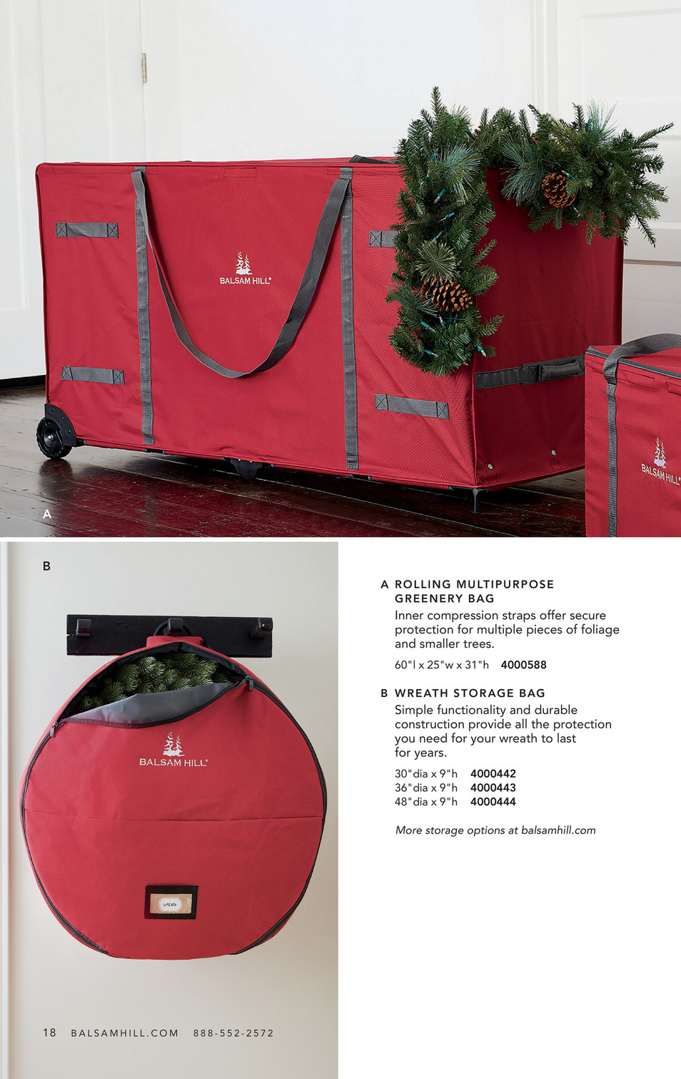 Balsam Hill - 2019 Holiday 1 - Red Small Wreath Storage Bag