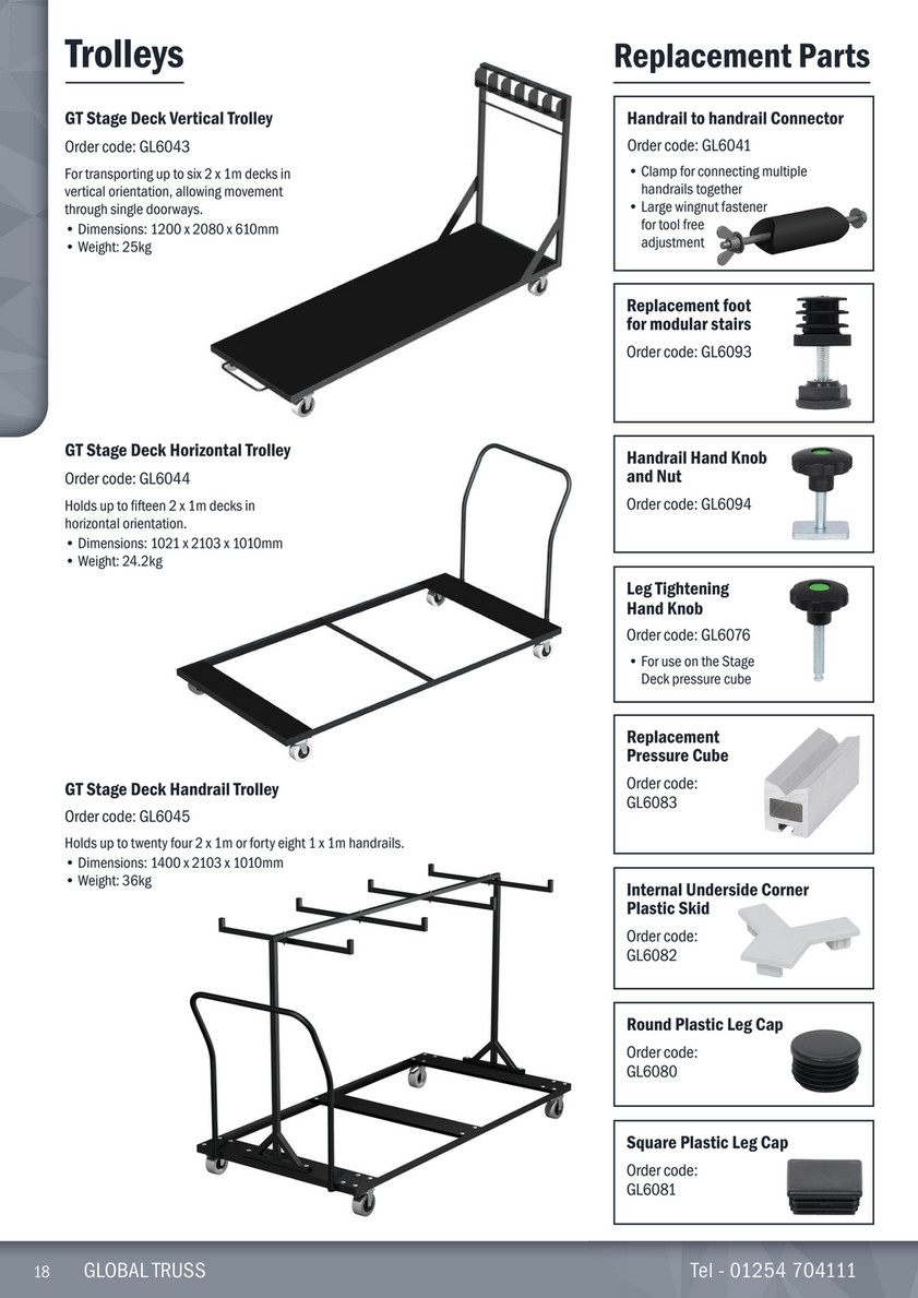 Global Truss GT Stage Deck Support de jambe carré