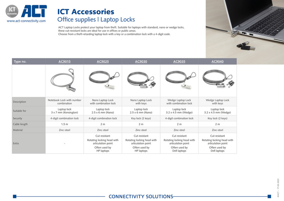 ACT - ICT accessoires- laptop-locks EN - Page 1