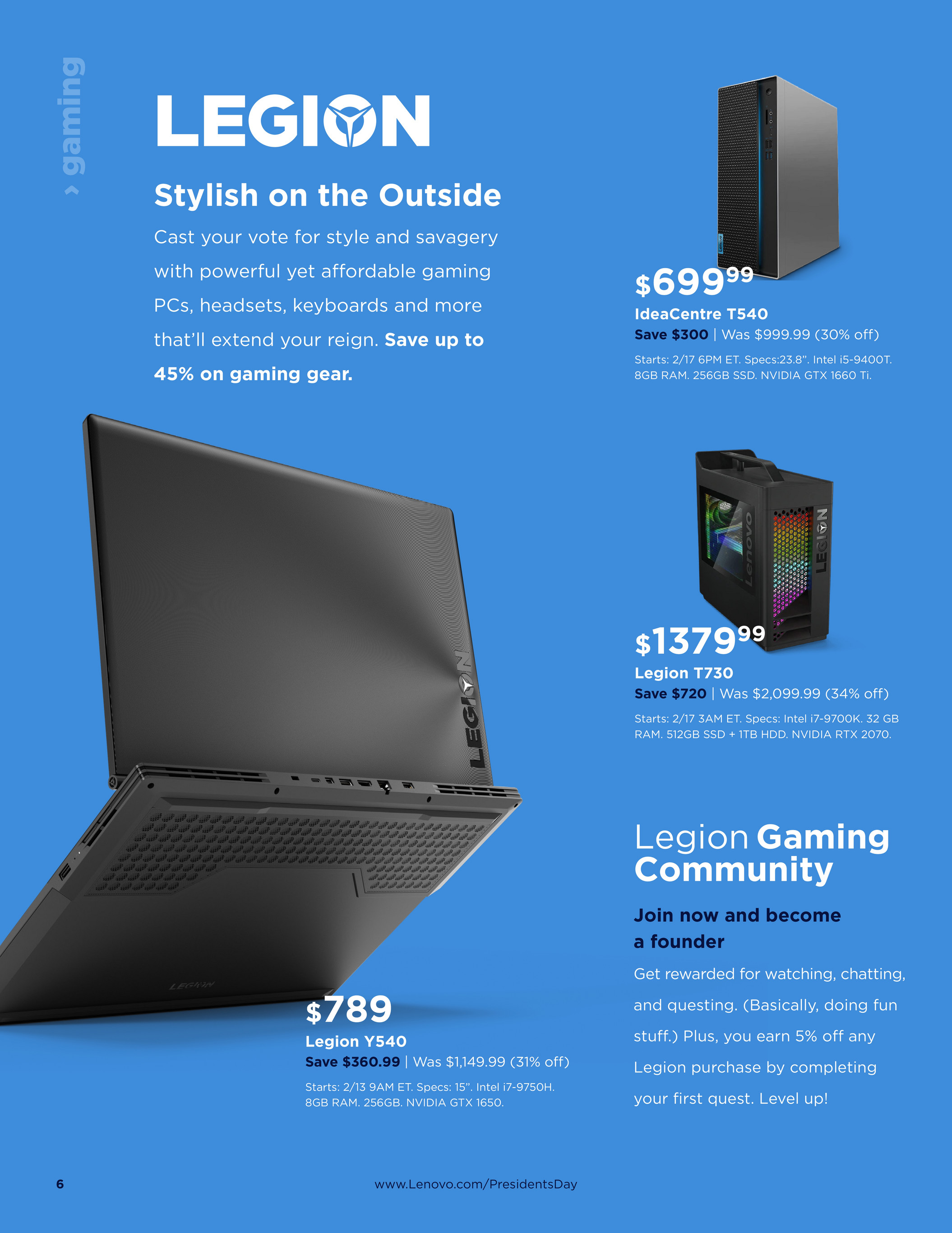 Lenovo - Presidents Day Sale 2020 - IdeaCentre T540 with NVIDIA