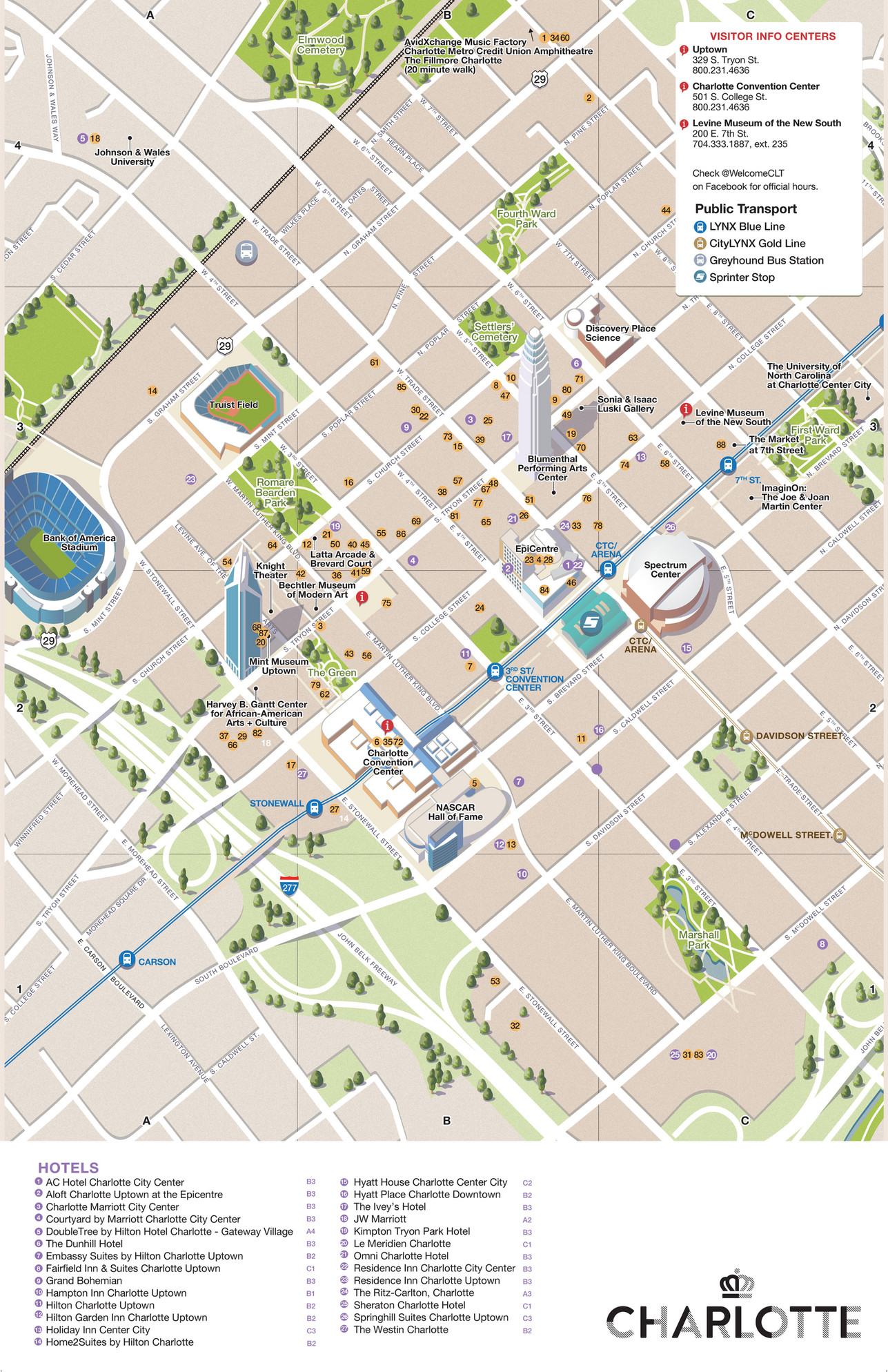 2022 Uptown Charlotte Restaurant Map - Page 1