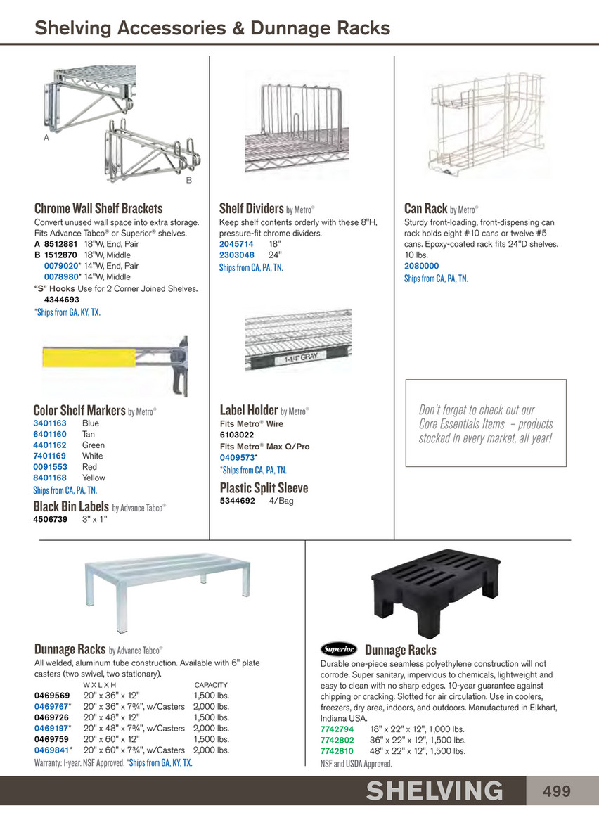 rack dividers plastic on Usfoods Usf 2019 Ces Catalog Page 500 501