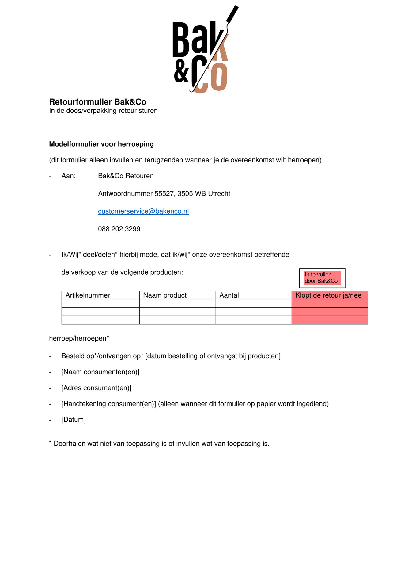 Beko Groothandel - Bak&Co_modelformulier_voor_herroeping - Page 2