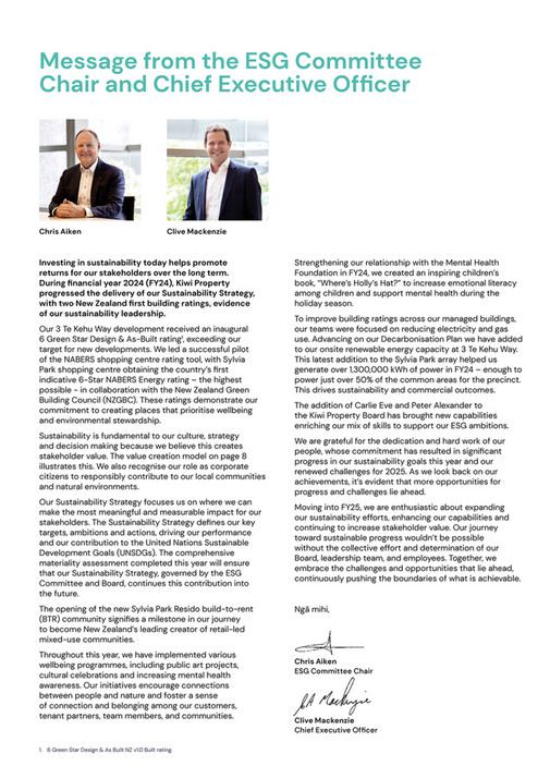 Kiwi Property - Kiwi Property Sustainability Report 2024 - Page 2-3