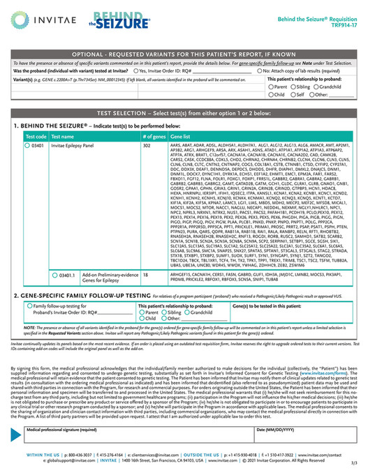 Invitae TRF914 Invitae BtS order form Page 3