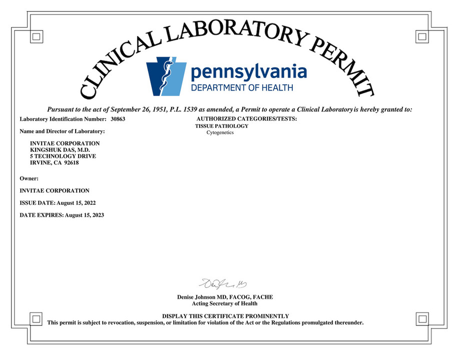 Invitae Invitae_Irvine_PA_license Page 1