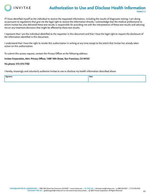 Invitae - FM6011_Invitae_Authorization_to_Use_and_Disclose_Health ...