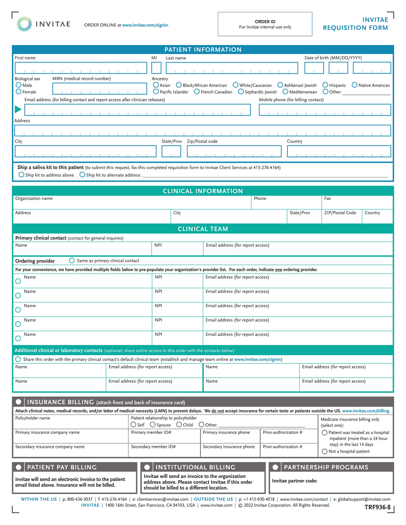 Invitae - Invitae_Imm_Derm_Hem_Opth_Diagnostic_Requisition_Form - Page 9