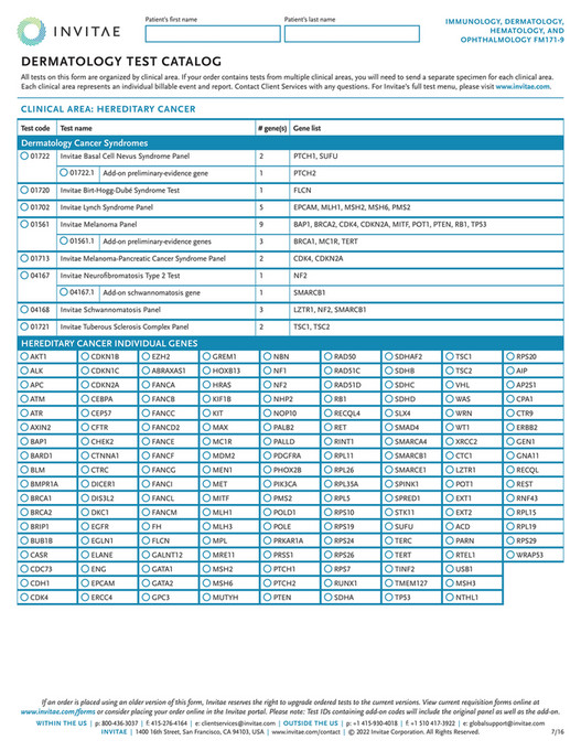 Invitae Invitae Imm Derm Hem Opth Diagnostic Requisition Form Page 9