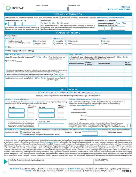 Invitae - Invitae_Imm_Derm_Hem_Opth_Diagnostic_Requisition_Form - Page 2