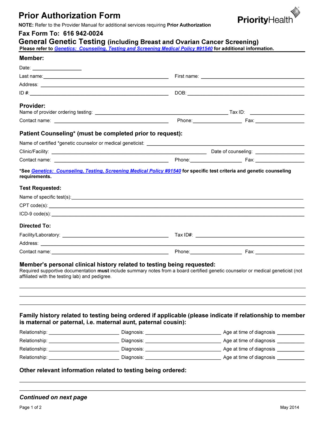 Invitae Invitae_Priority_Health_Precertification_authorization_form