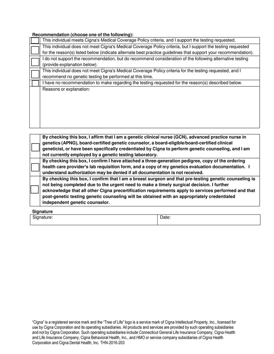 cigna medical coverage policy criteria for genetic testing
