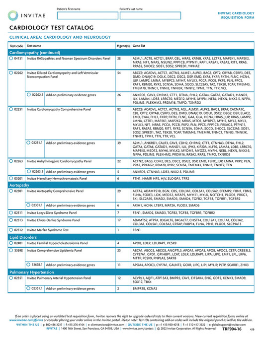 Invitae - TRF904_Invitae_Cardio_Requisition_Form - Page 4