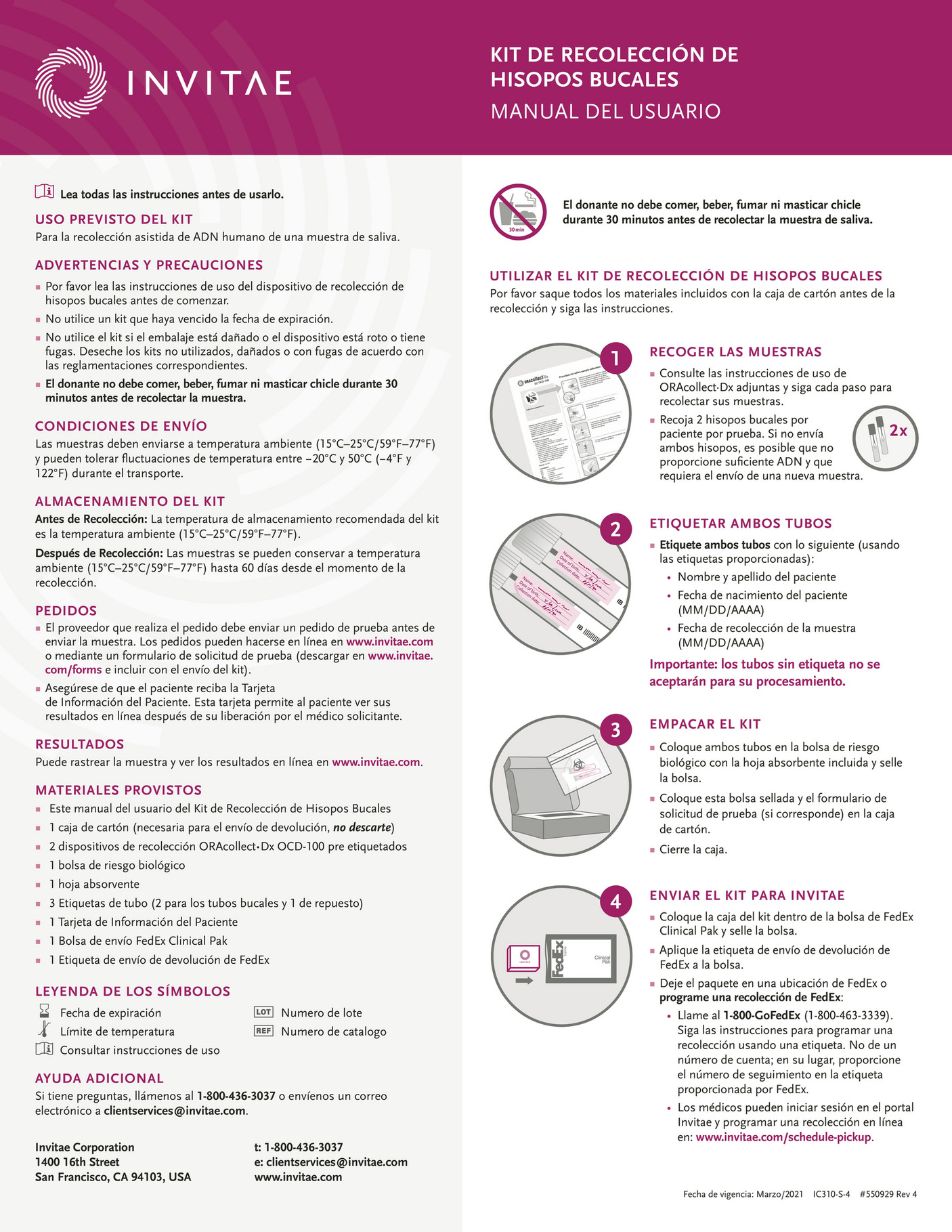 Invitae ifubuccalswabusfedex550929spanish Page 1