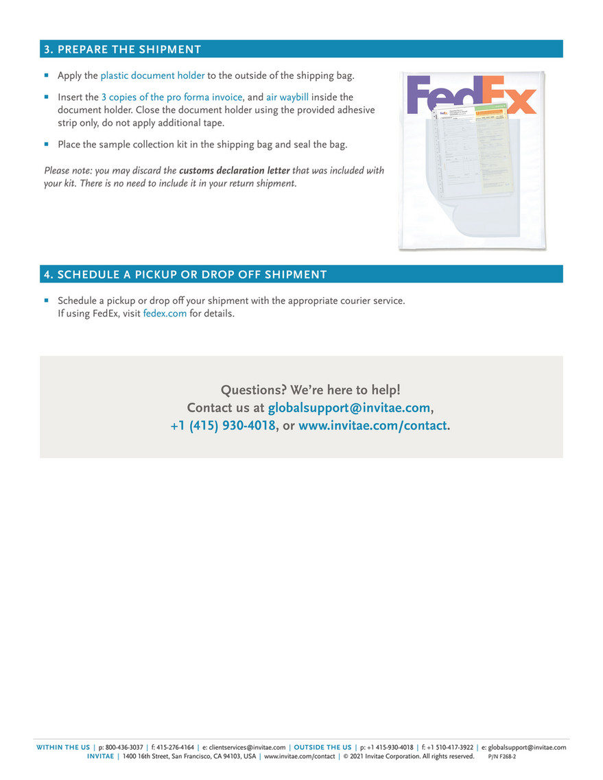 Invitae - F268 International how to ship a sample - Page 2