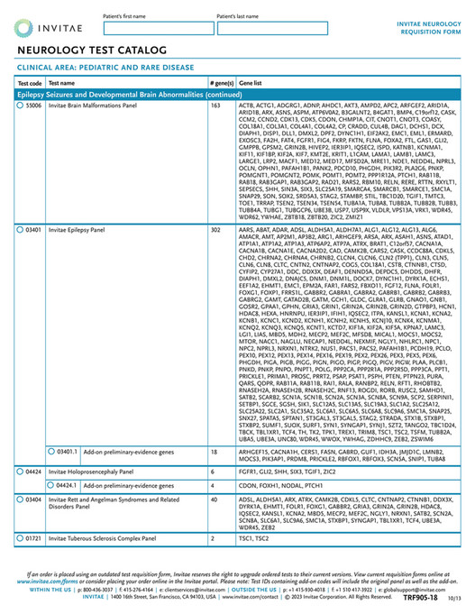 Invitae - Trf905 Neurology Requisition Form - Page 10