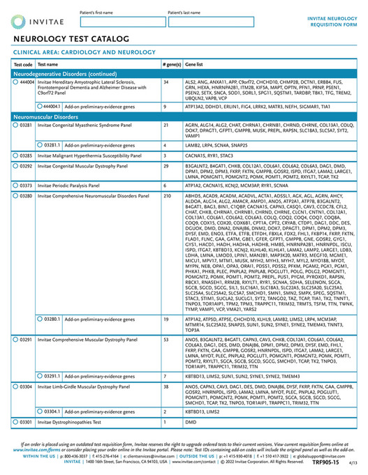 Invitae - TRF905 Neurology Requisition Form - Page 4